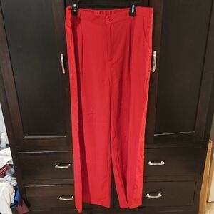 Elegant Scarlet Wide Leg Women's Trousers